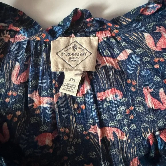 Navy Blouse with Fox Print - Picture 2 of 5